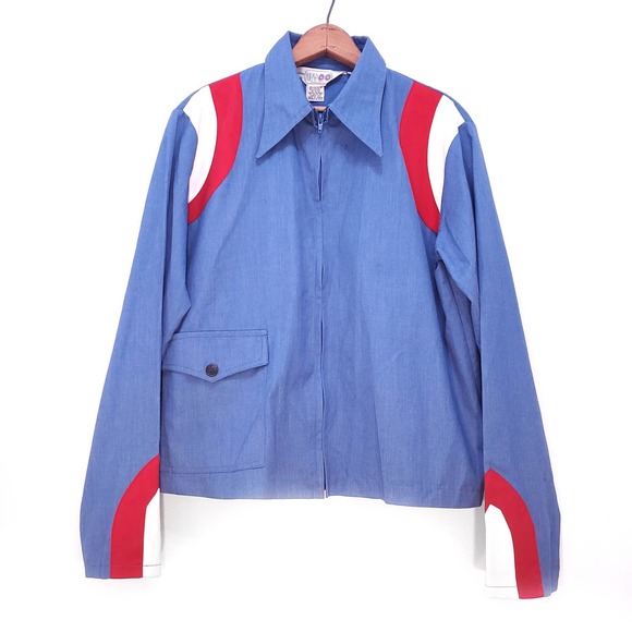 Vintage | Blue, Red and White Retro Jacket L